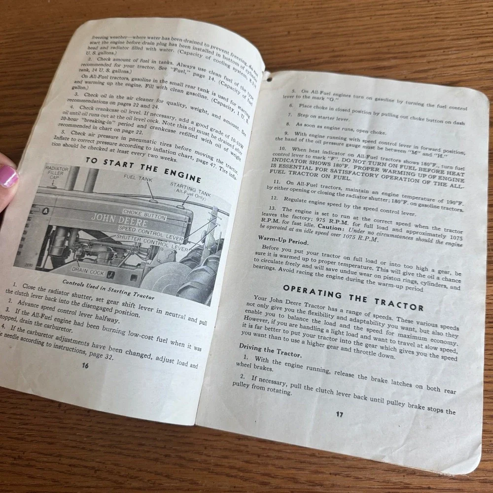 Vintage John Deere Model A Tractor Operators Manual No. OM-RA2-249 Serial 584000